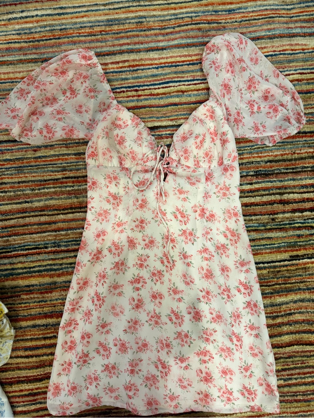 Floral Lace-Up more to come XS dress - Pink White